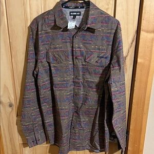 RANK 45 Men's Casual Button Down Shirt - Red and Brown